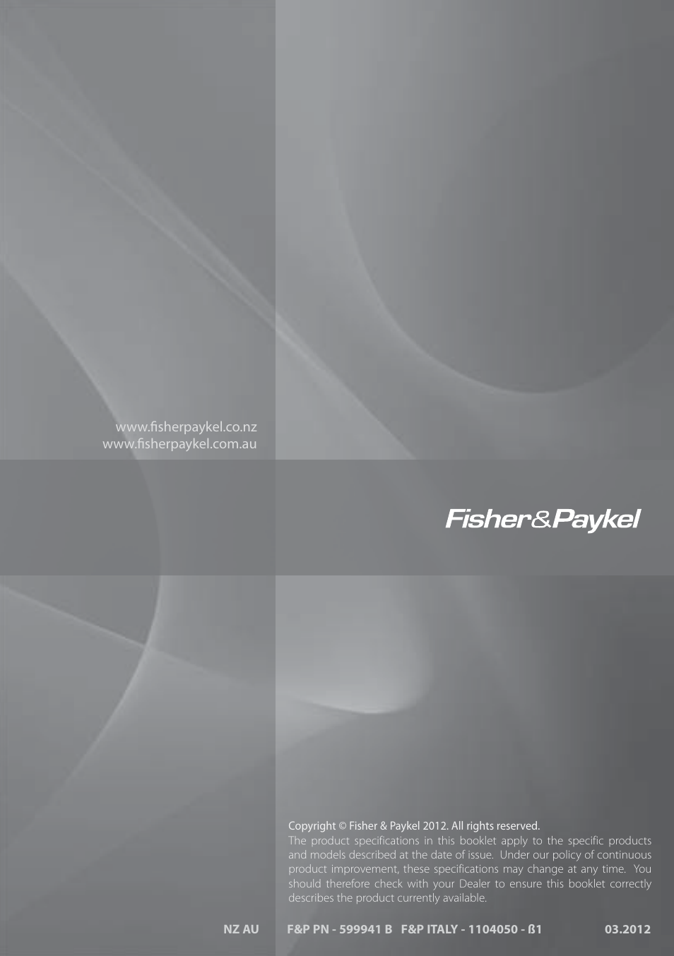 Fisher & Paykel OR120 User Manual | Page 52 / 52