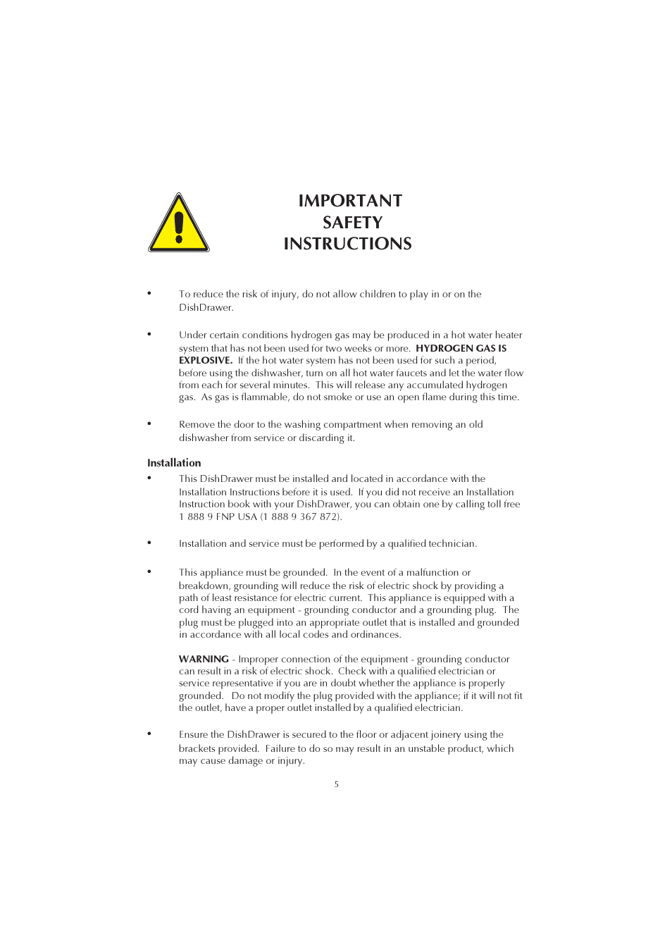 Important safety instructions | Fisher & Paykel 525911L User Manual | Page 6 / 37