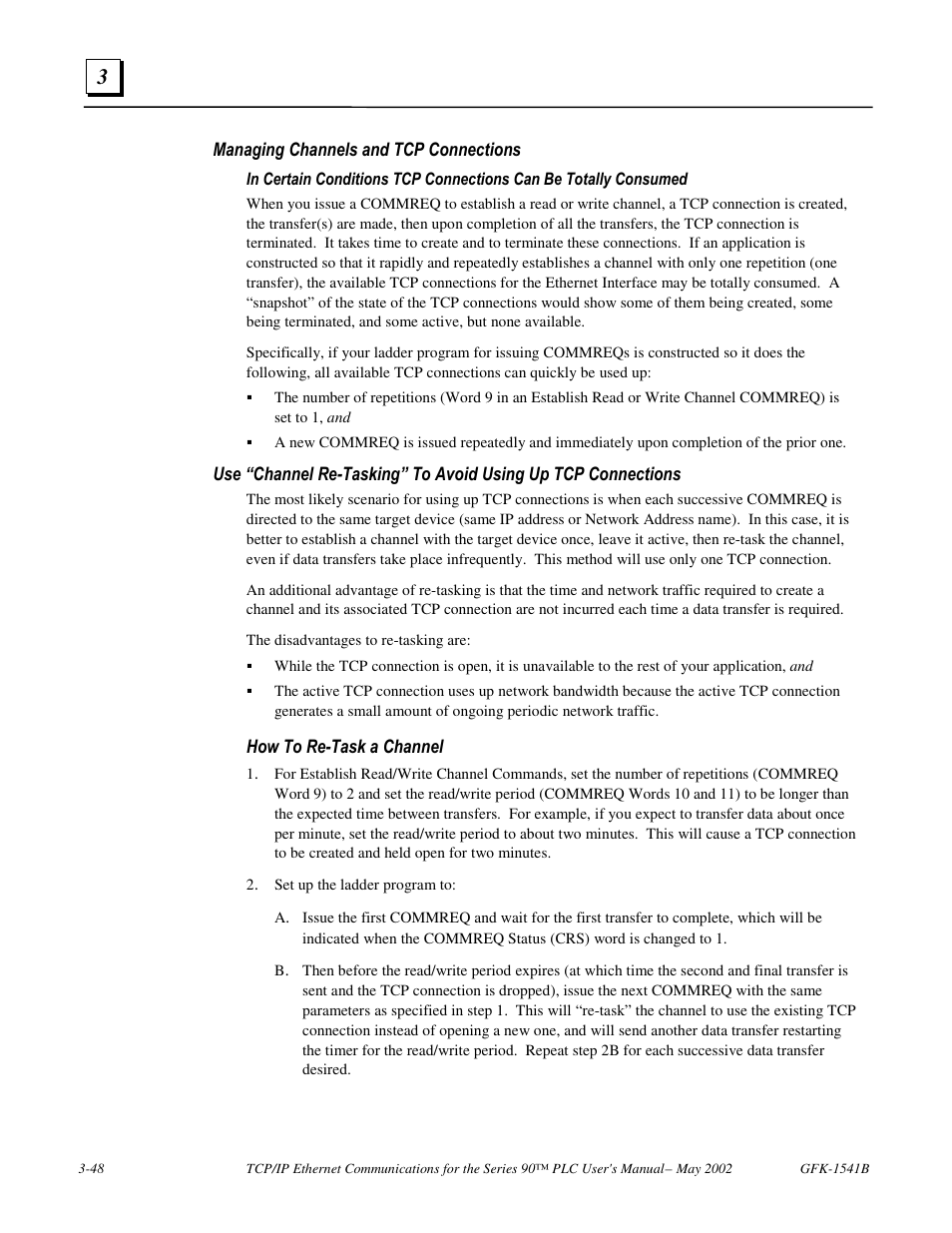 Managing channels and tcp connections | FANUC Robotics America GFK-1541B User Manual | Page 115 / 240
