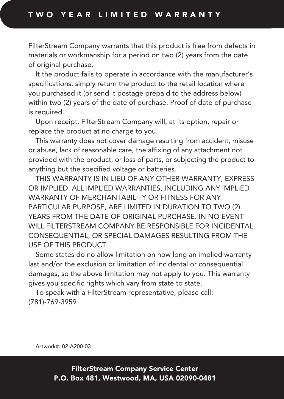 FilterStream D4200 User Manual | Page 20 / 20