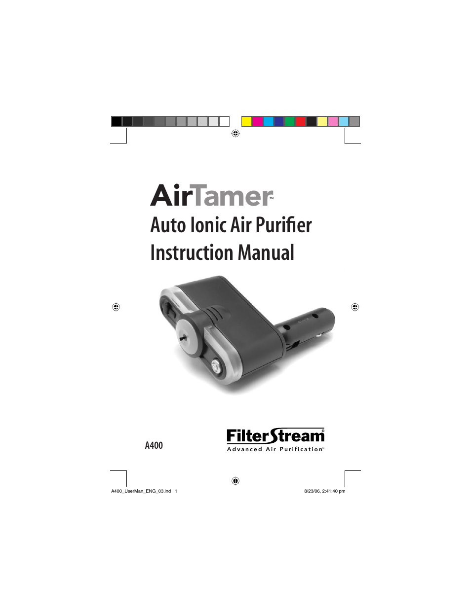 FilterStream AirTamer A400 User Manual | 14 pages