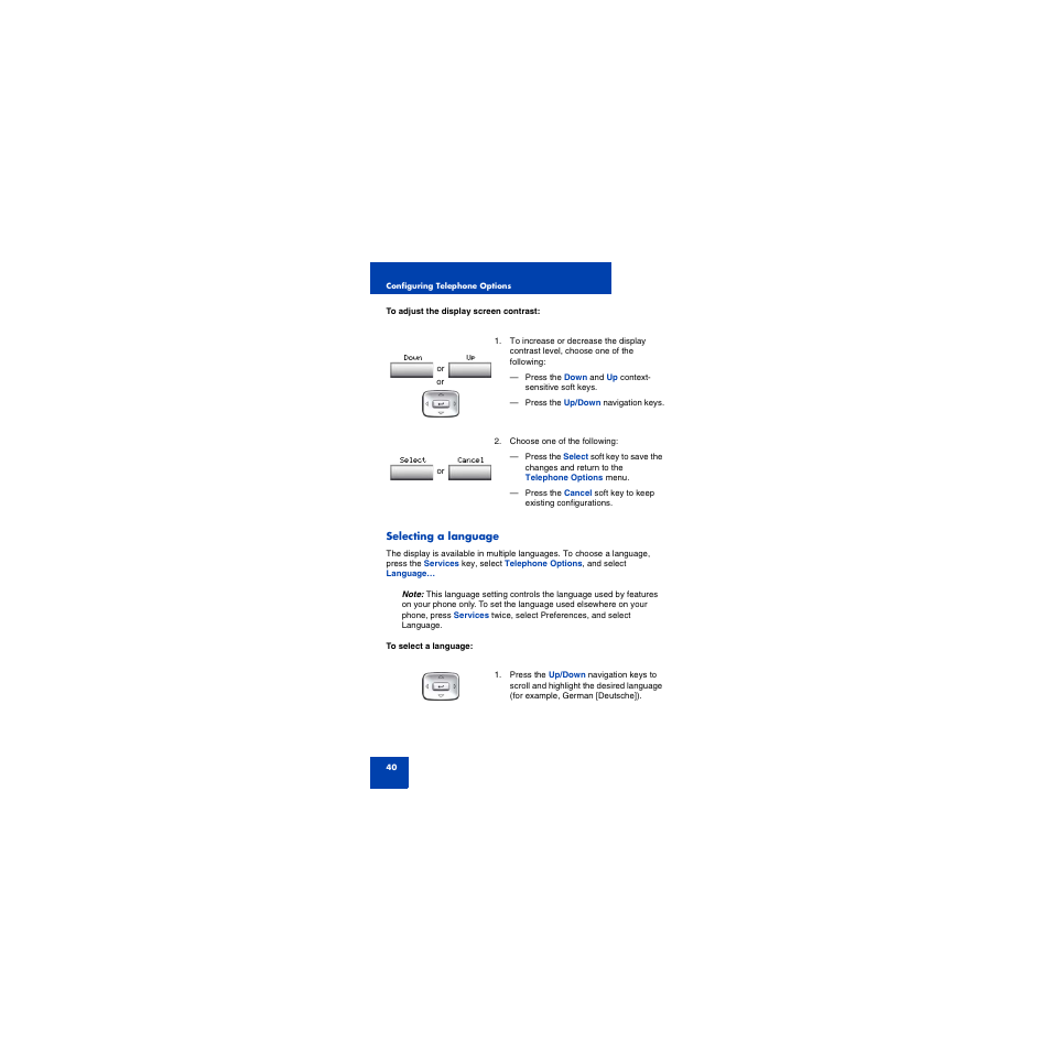 Selecting a language | First Virtual Communications 1150E User Manual | Page 40 / 154