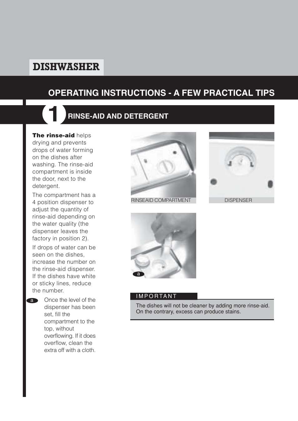 Dishwasher, Operating instructions - a few practical tips | Fagor America LFA-073 IT User Manual | Page 13 / 78