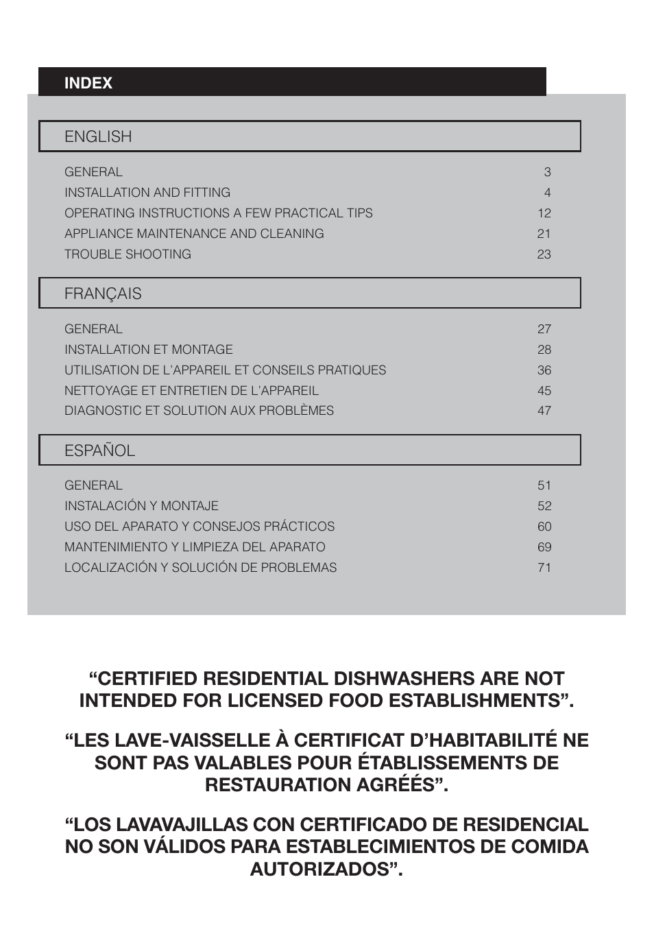 Fagor America LFA-073 IT User Manual | Page 3 / 78