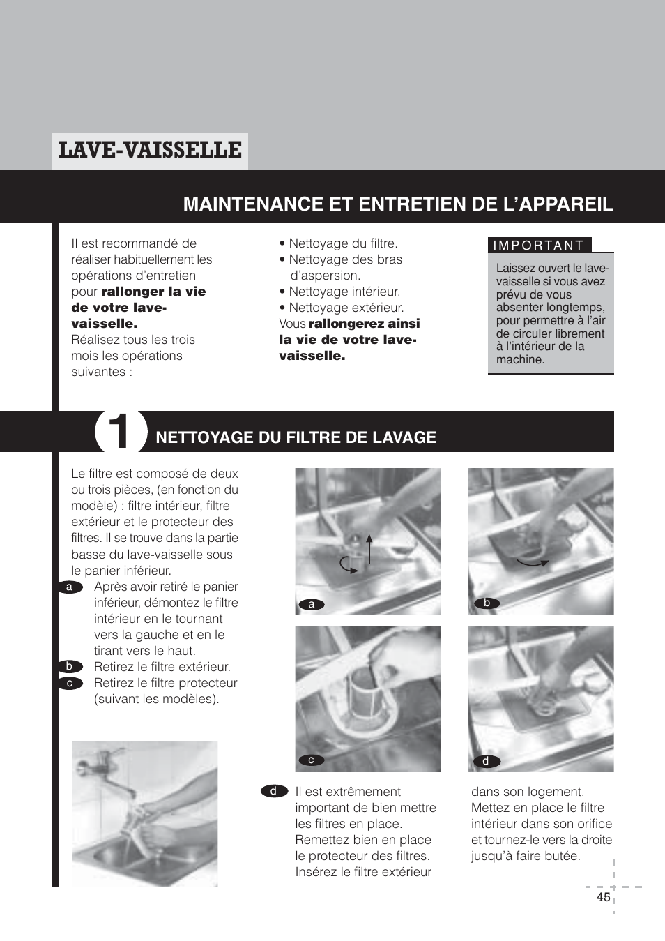 Lave-vaisselle, Maintenance et entretien de l’appareil | Fagor America LFA-073 IT User Manual | Page 46 / 78