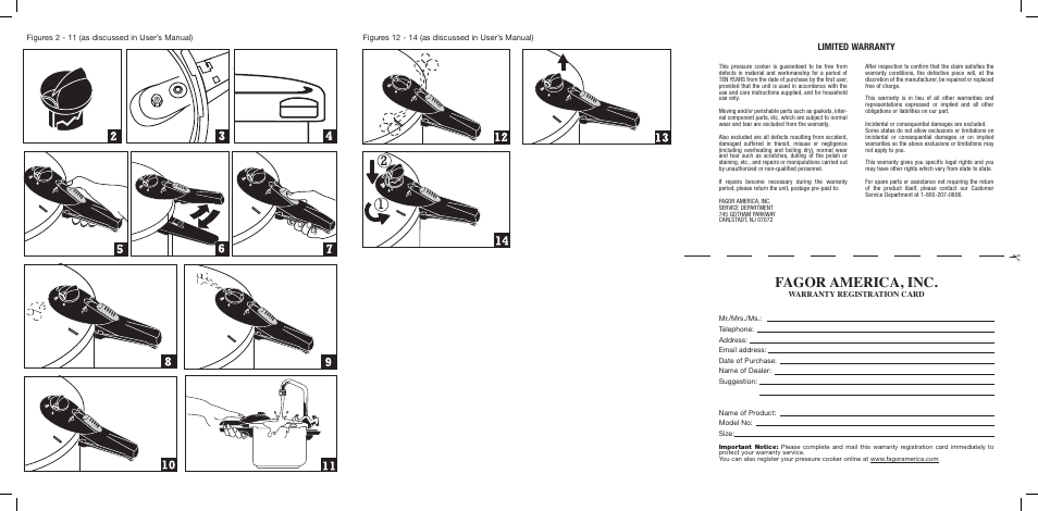 Fagor america, inc, Limited warranty | Fagor America M16301457 10-03 User Manual | Page 2 / 2