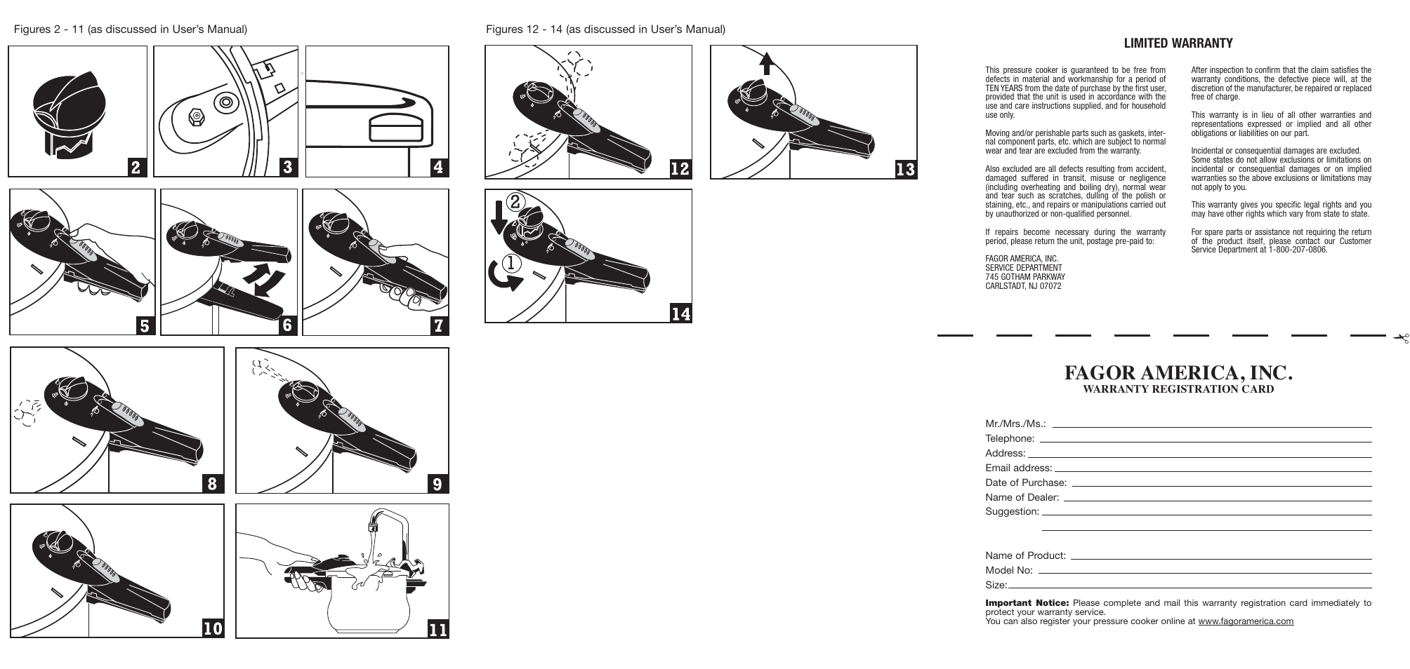 Fagor america, inc, Limited warranty | Fagor America Rapida User Manual | Page 2 / 2