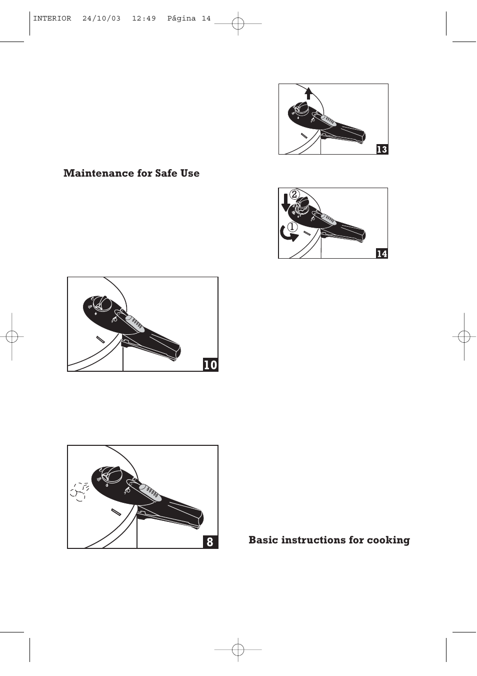 Maintenance for safe use, Basic instructions for cooking | Fagor America FAGOR SPLENDID PRESSURE COOKER User Manual | Page 14 / 68