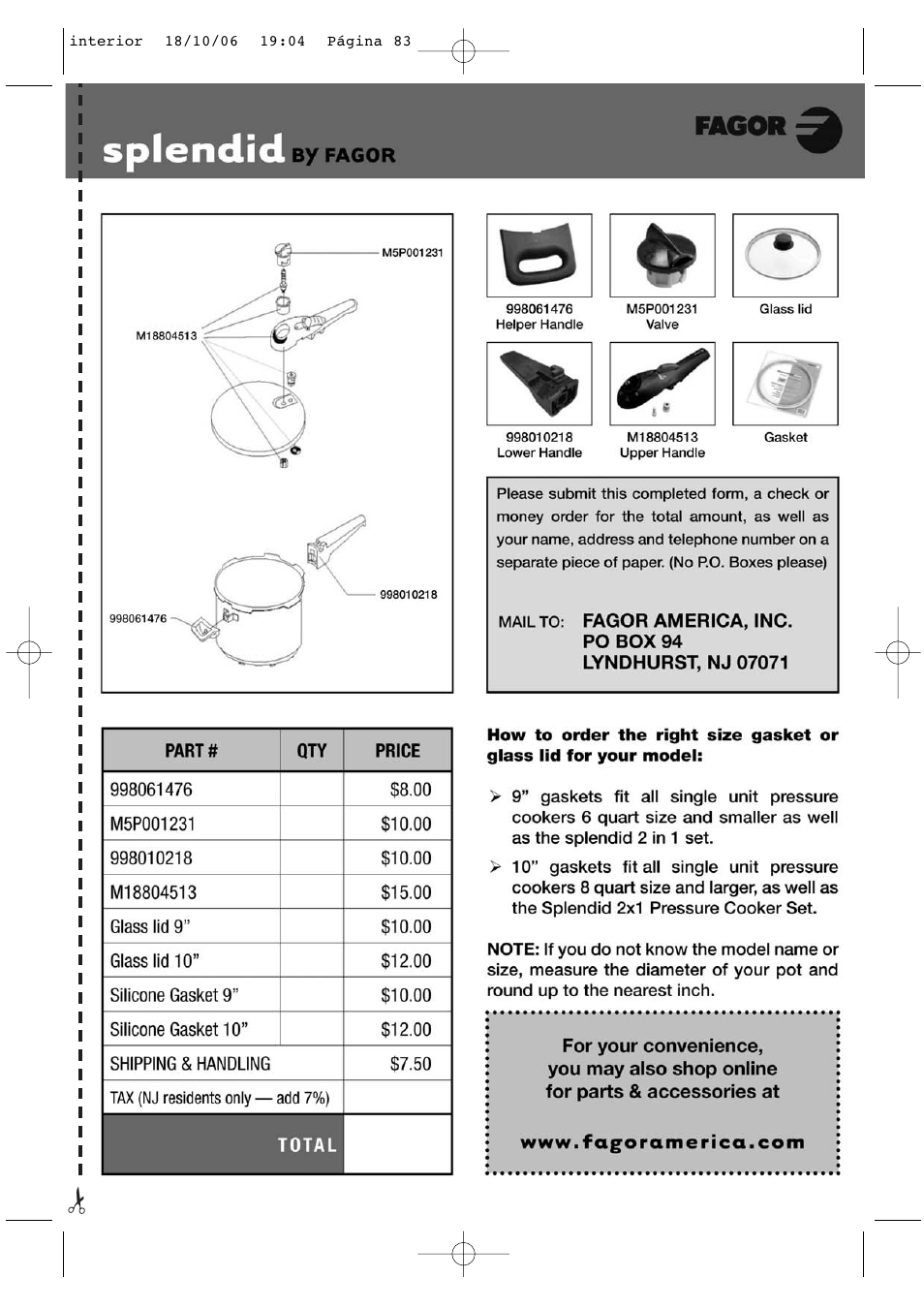 Fagor America FAGOR SPLENDID PRESSURE COOKER User Manual | Page 67 / 68