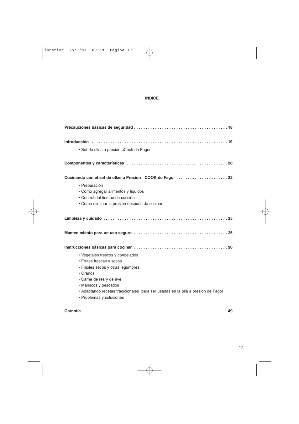 Fagor America uCOOK PRESSURE COOKER SET User Manual | Page 17 / 48