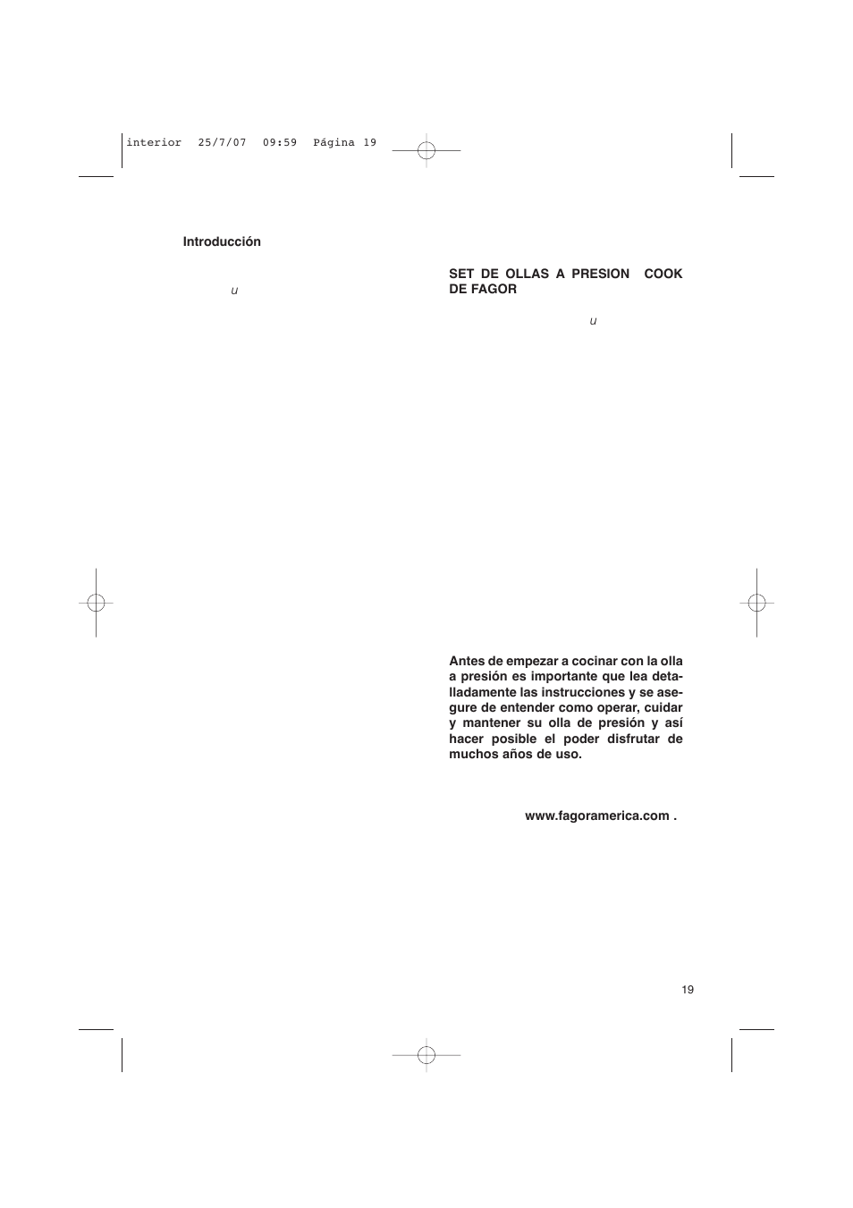 Fagor America uCOOK PRESSURE COOKER SET User Manual | Page 19 / 48