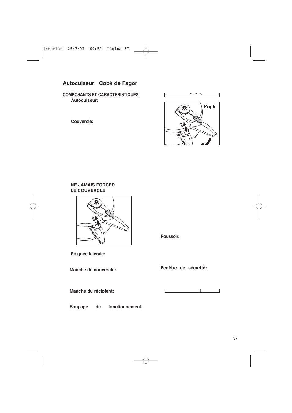 Fagor America uCOOK PRESSURE COOKER SET User Manual | Page 37 / 48