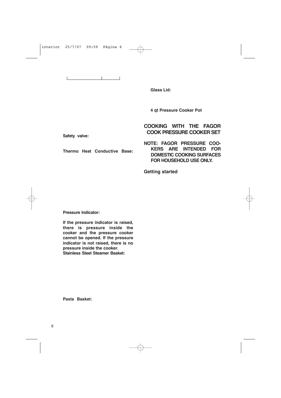 Fagor America uCOOK PRESSURE COOKER SET User Manual | Page 6 / 48