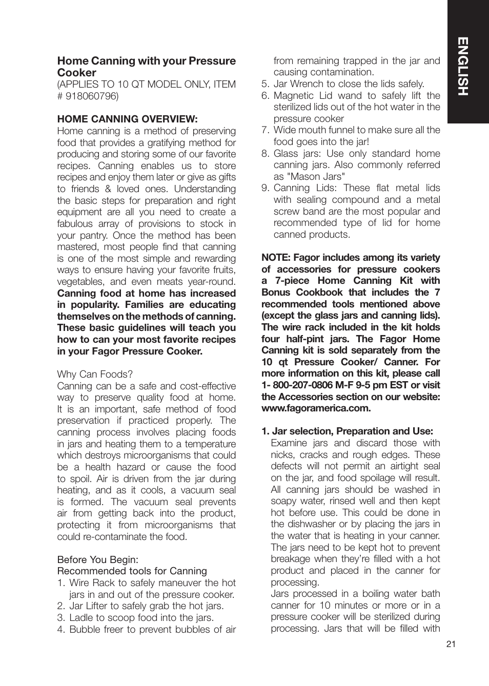 English | Fagor America Electric Pressure Cooker User Manual | Page 21 / 76