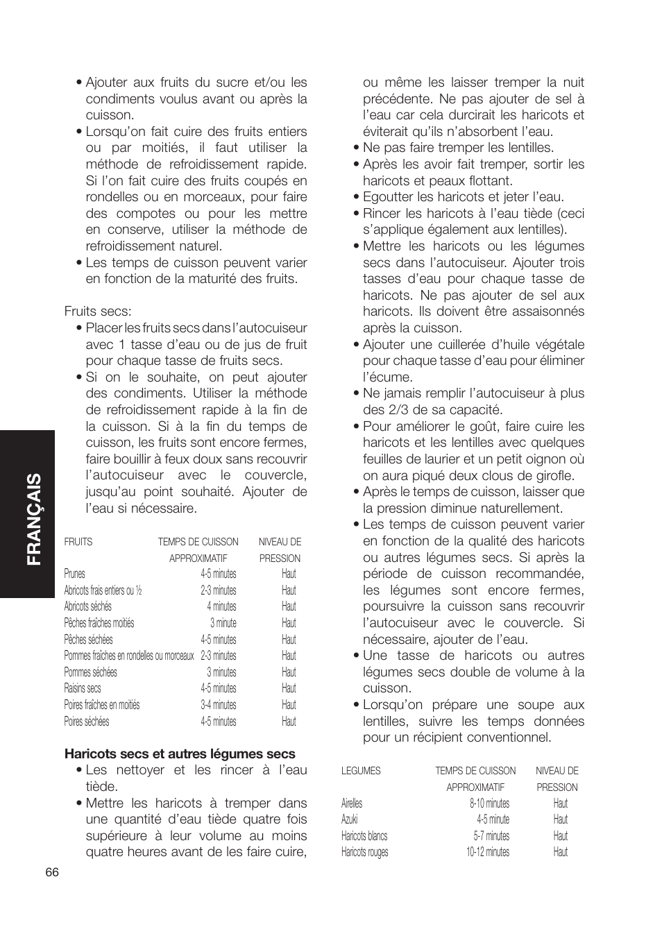 Français | Fagor America Electric Pressure Cooker User Manual | Page 66 / 76