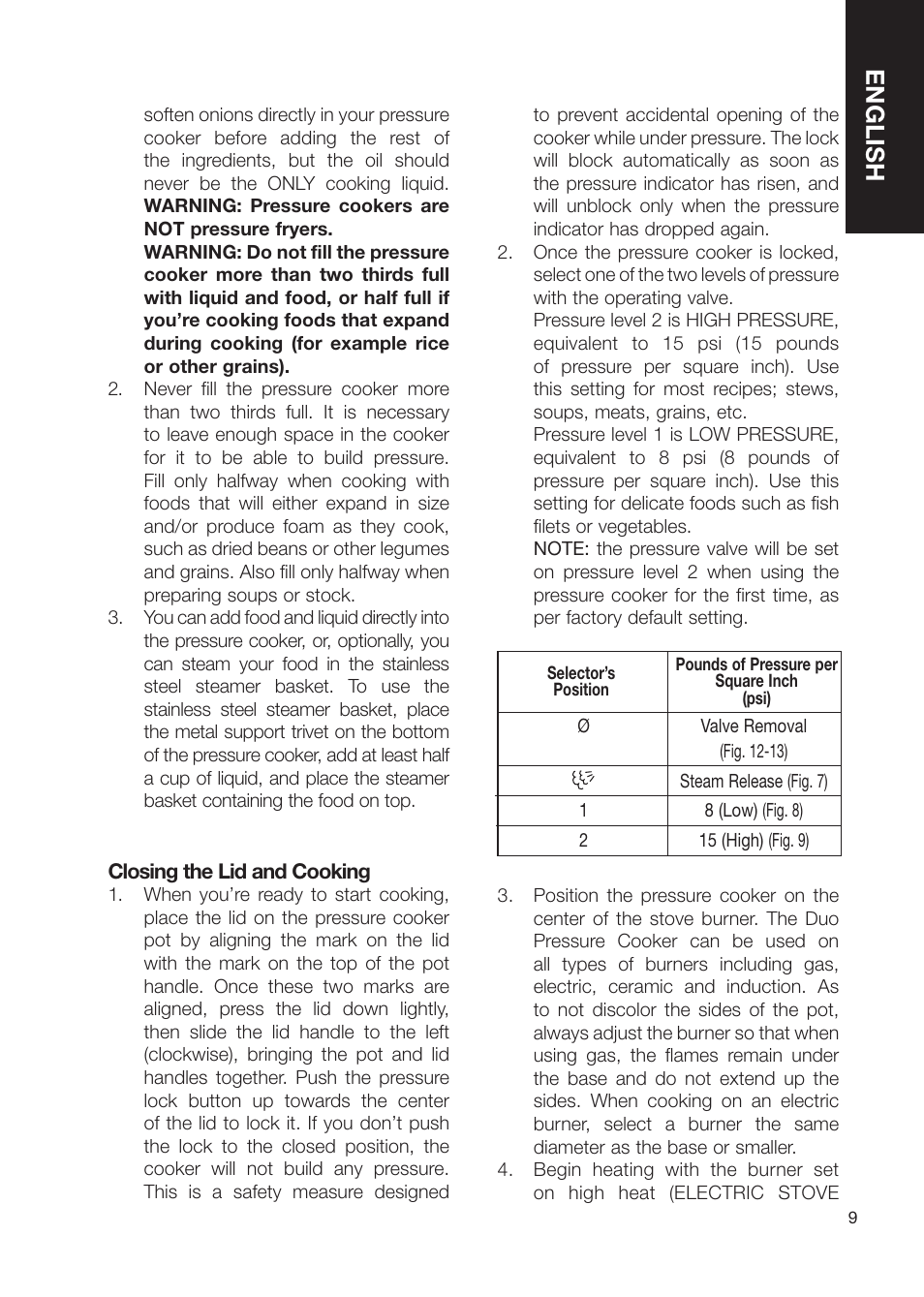 English | Fagor America Electric Pressure Cooker User Manual | Page 9 / 76