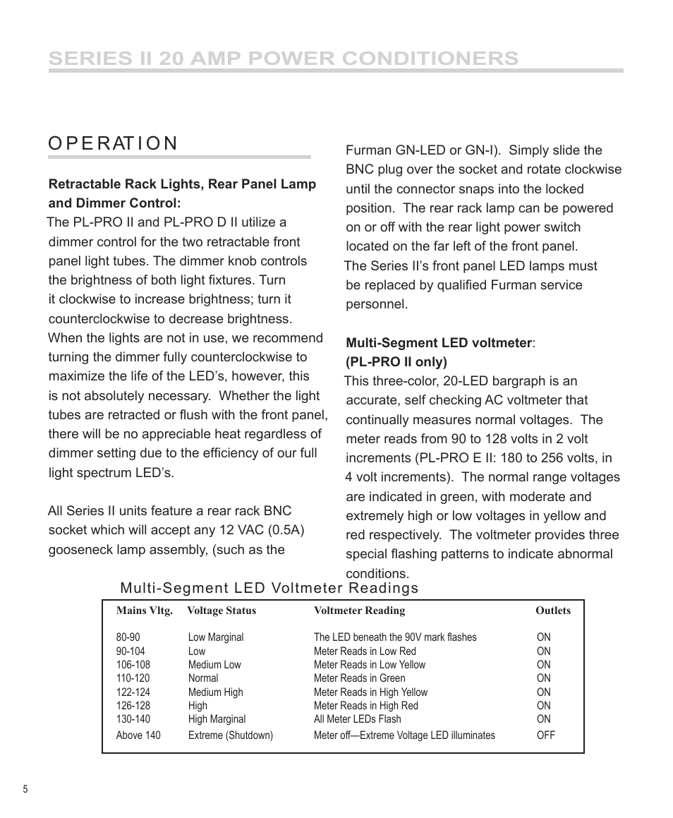 Series ii 20 amp power conditioners | Furman Sound PM-PRO II User Manual | Page 6 / 12