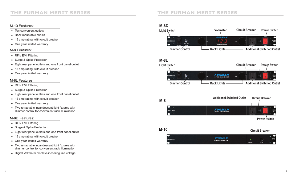 The furman merit series, M-8d, M-8l | M-10 | Furman Sound PL-PRO DE II  EN User Manual | Page 2 / 4