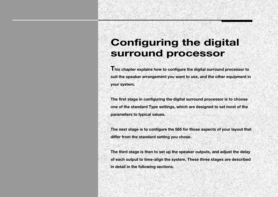 Configuring the digital surround processor, Configuring the digital surround processor 19 | Meridian Audio 565 User Manual | Page 23 / 66