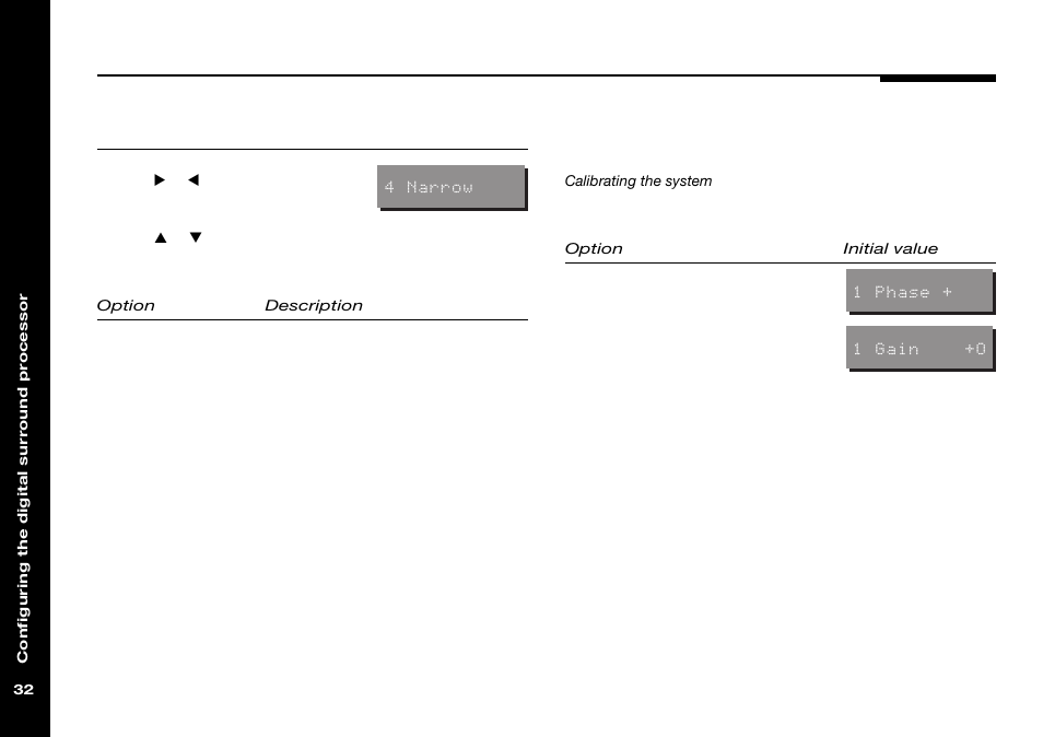 Gain, Phase, Subwoofer type | Specifying type | Meridian Audio 565 User Manual | Page 36 / 66