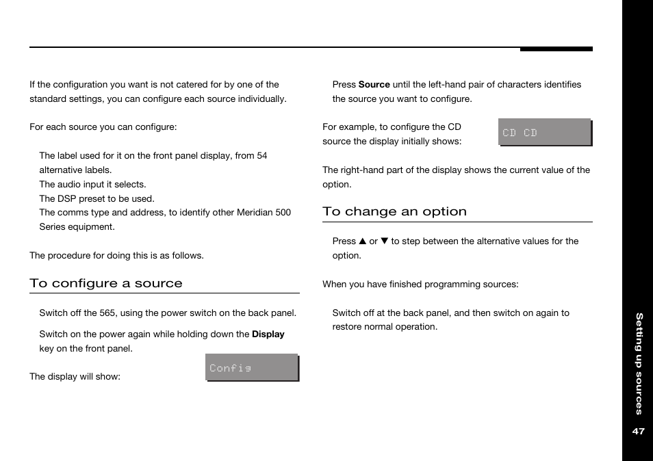 Configuring | Meridian Audio 565 User Manual | Page 51 / 66