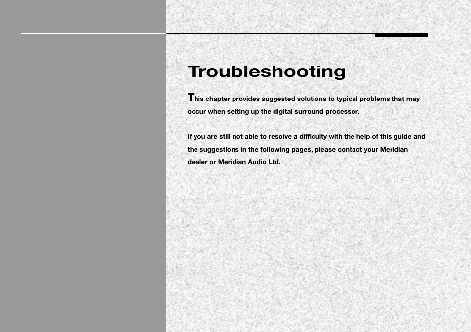 Troubleshooting, Troubleshooting 53 | Meridian Audio 565 User Manual | Page 57 / 66