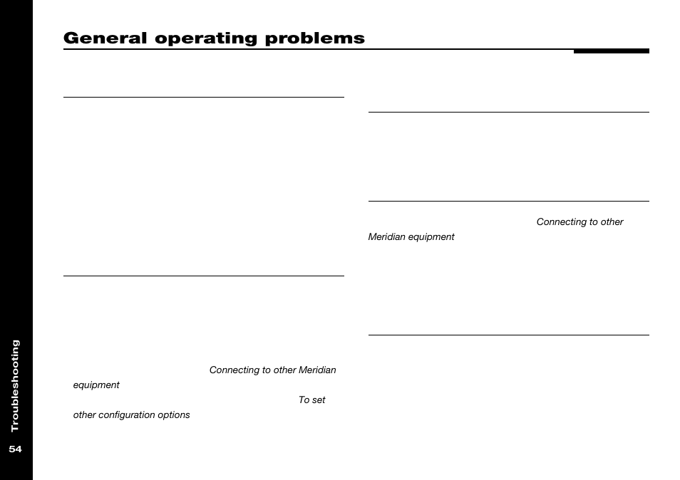 General operating problems, Communications, troubleshooting | Meridian Audio 565 User Manual | Page 58 / 66