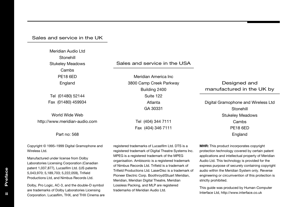 Meridian Audio 568 User Manual | Page 3 / 131