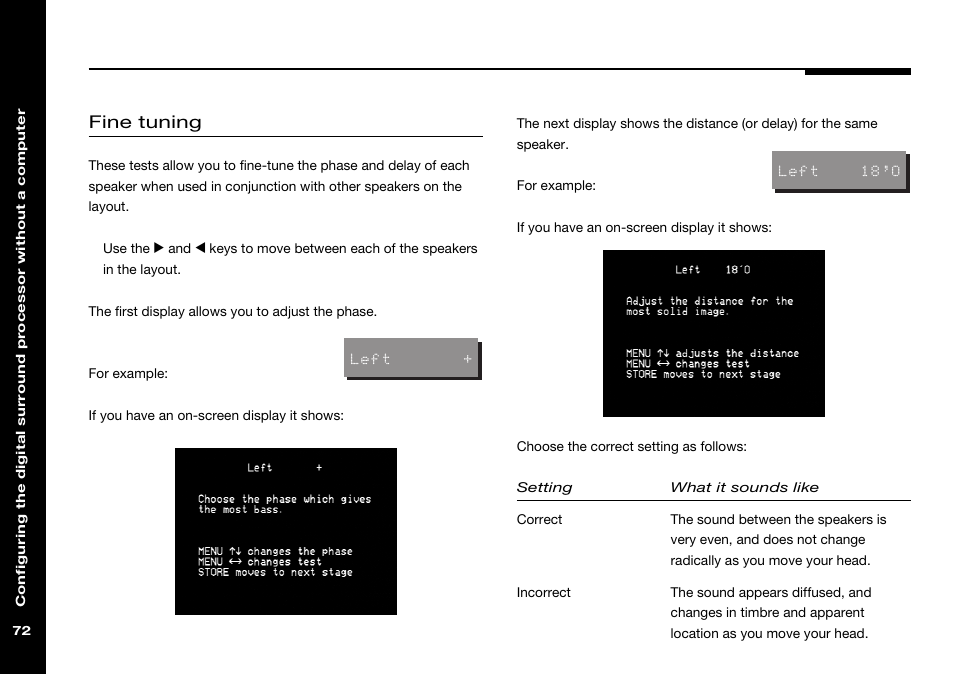 Fine tuning, Fine tuning calibration test | Meridian Audio 568 User Manual | Page 79 / 131