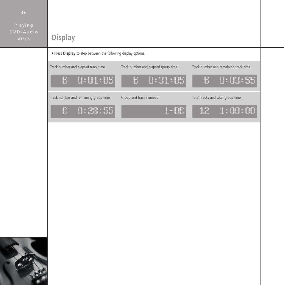 Display | Meridian Audio Stereo System User Manual | Page 41 / 50