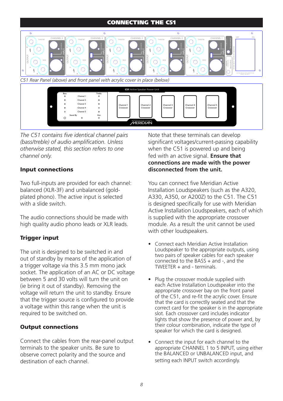 Connecting the c51 | Meridian Audio C51 User Manual | Page 8 / 10