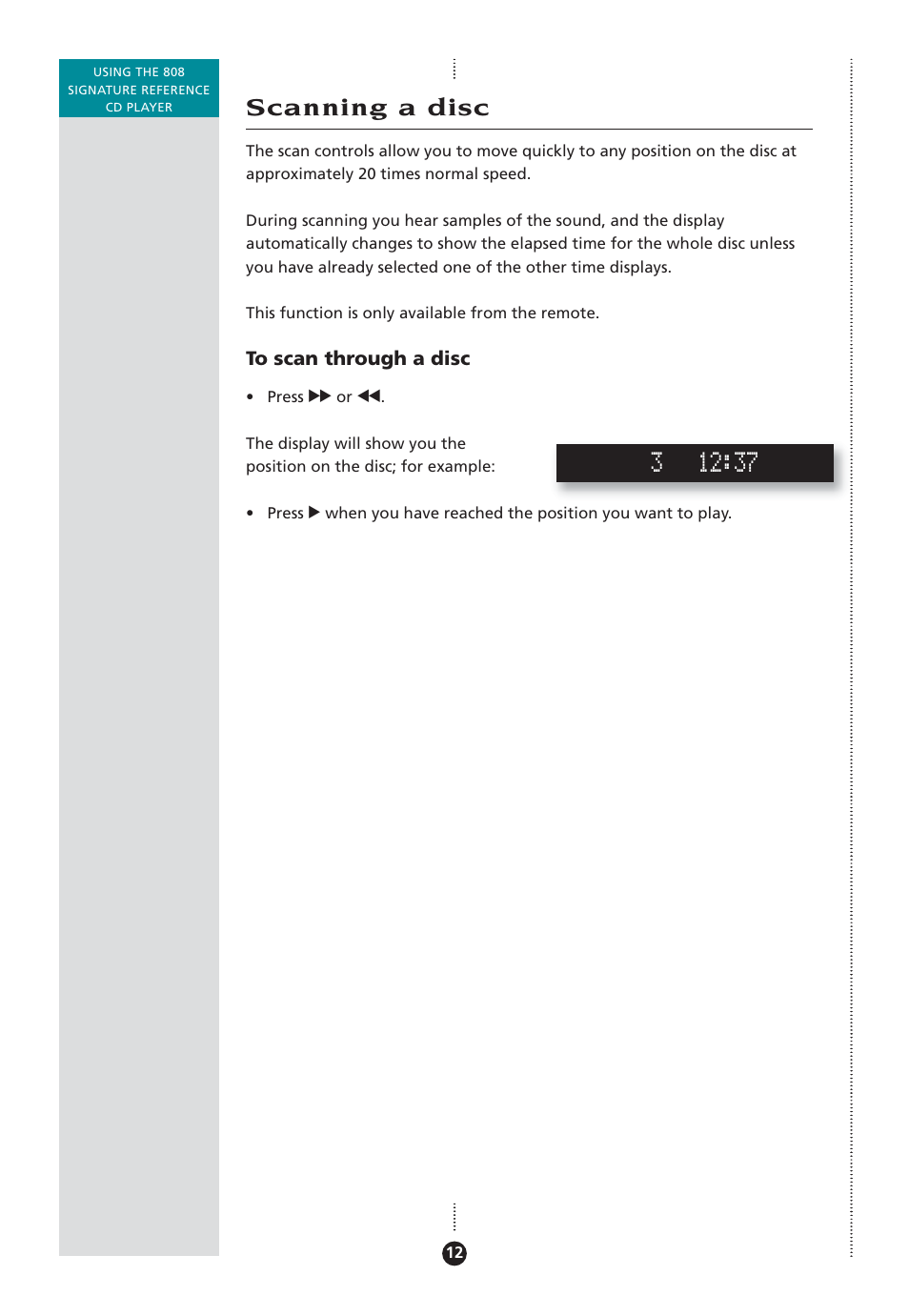 Scanning a disc | Meridian Audio 808 User Manual | Page 17 / 43