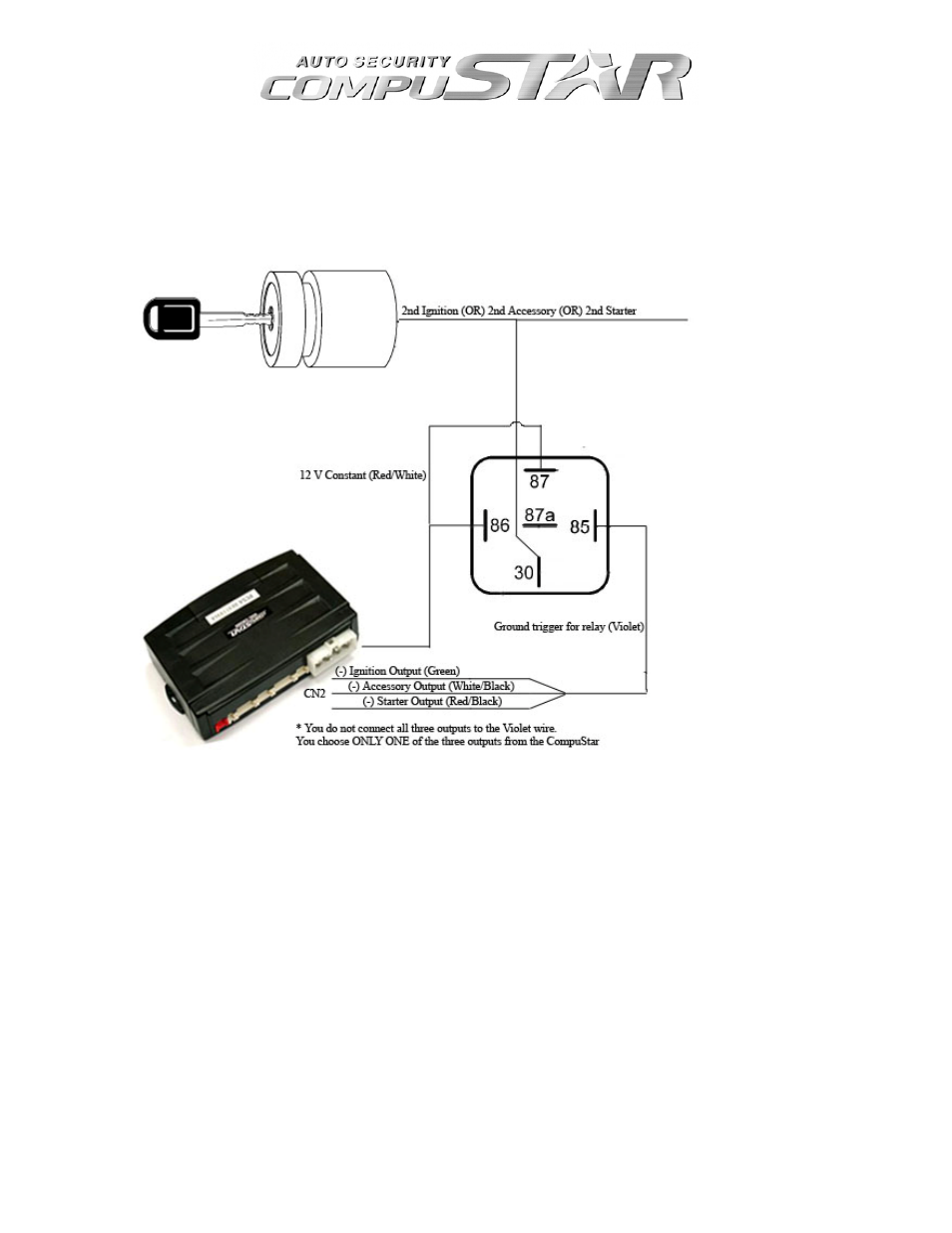 Adding a relay to power a secondary, Ignition, accessory, or starter | Firstech, LLC. CM4200 User Manual | Page 72 / 80