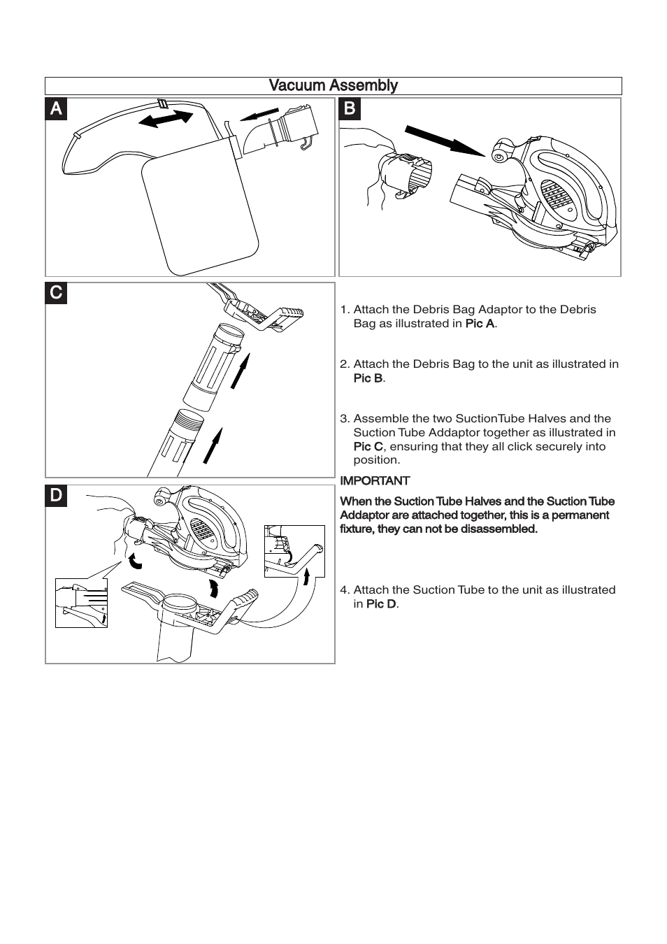 Ab d, Vacuum assembly | Flymo Twister 2000 User Manual | Page 4 / 8