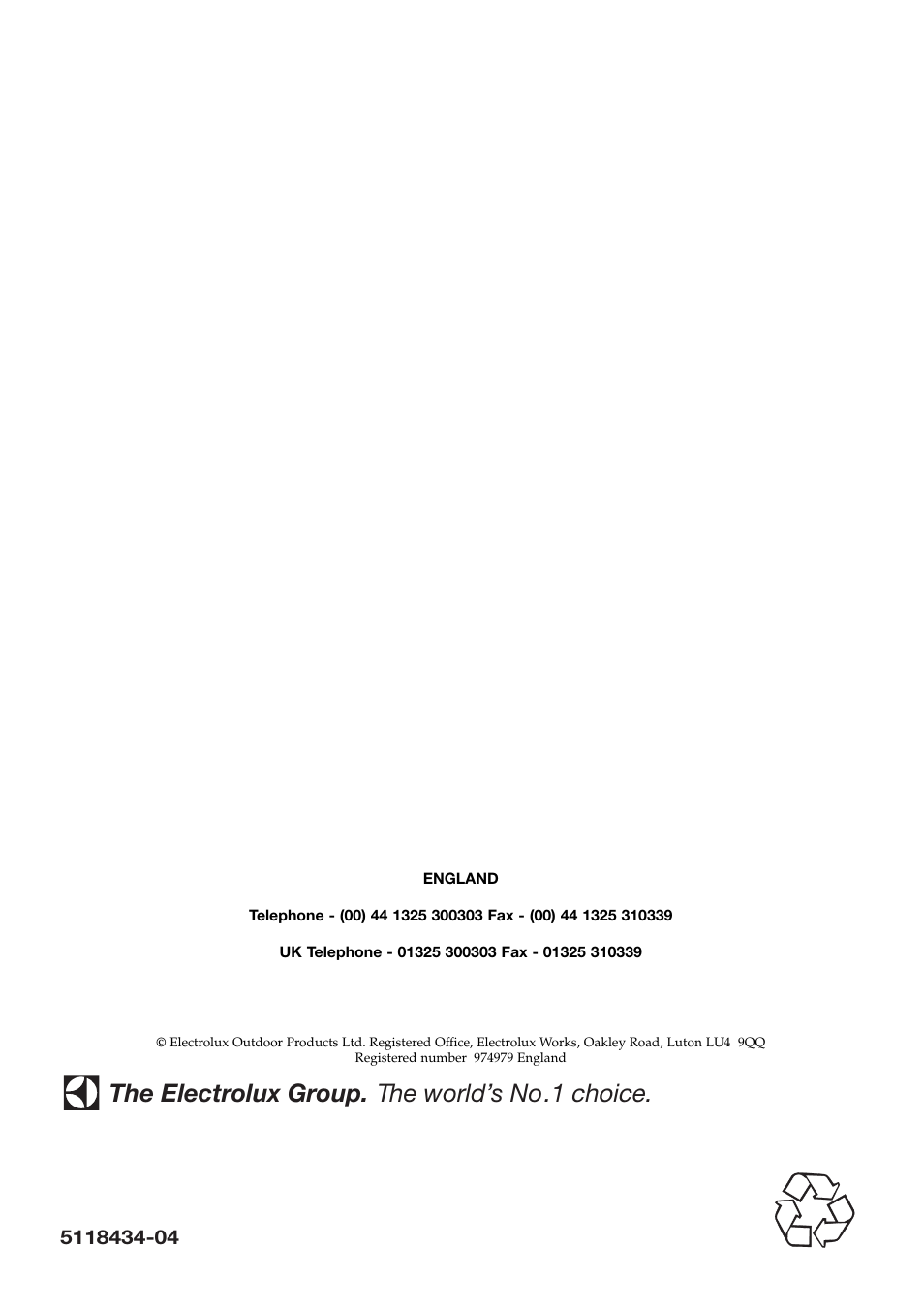 The electrolux group. the world’s no.1 choice | Flymo Electrolux EHT 530s User Manual | Page 11 / 11