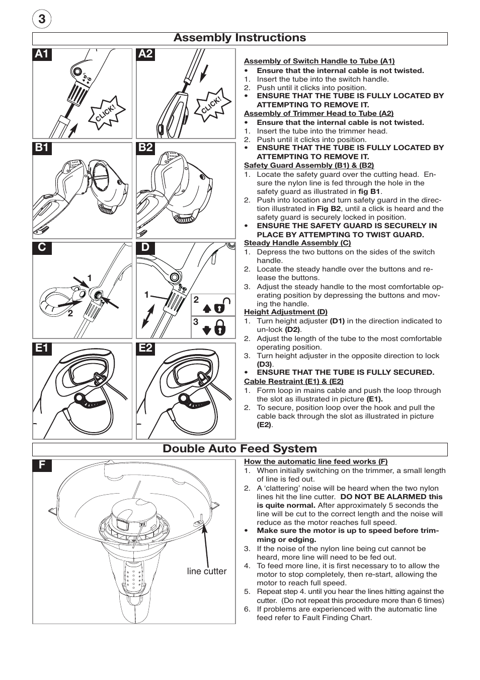 A2 e1 e2 | Flymo POWER TRIM 600 HD User Manual | Page 4 / 9