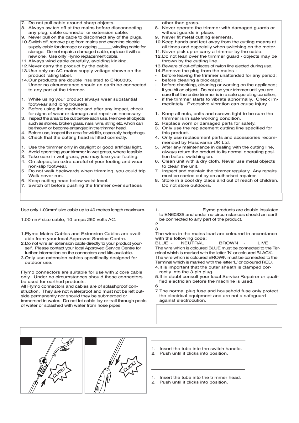 Cables, Assembly instructions a1 a2 | Flymo 500 XT User Manual | Page 3 / 9
