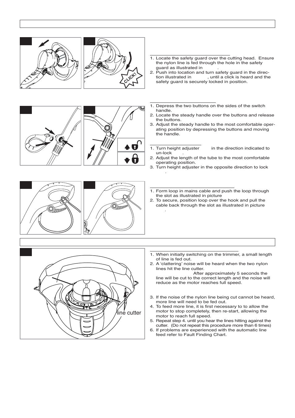E1 e2 d, Line cutter | Flymo 500 XT User Manual | Page 4 / 9