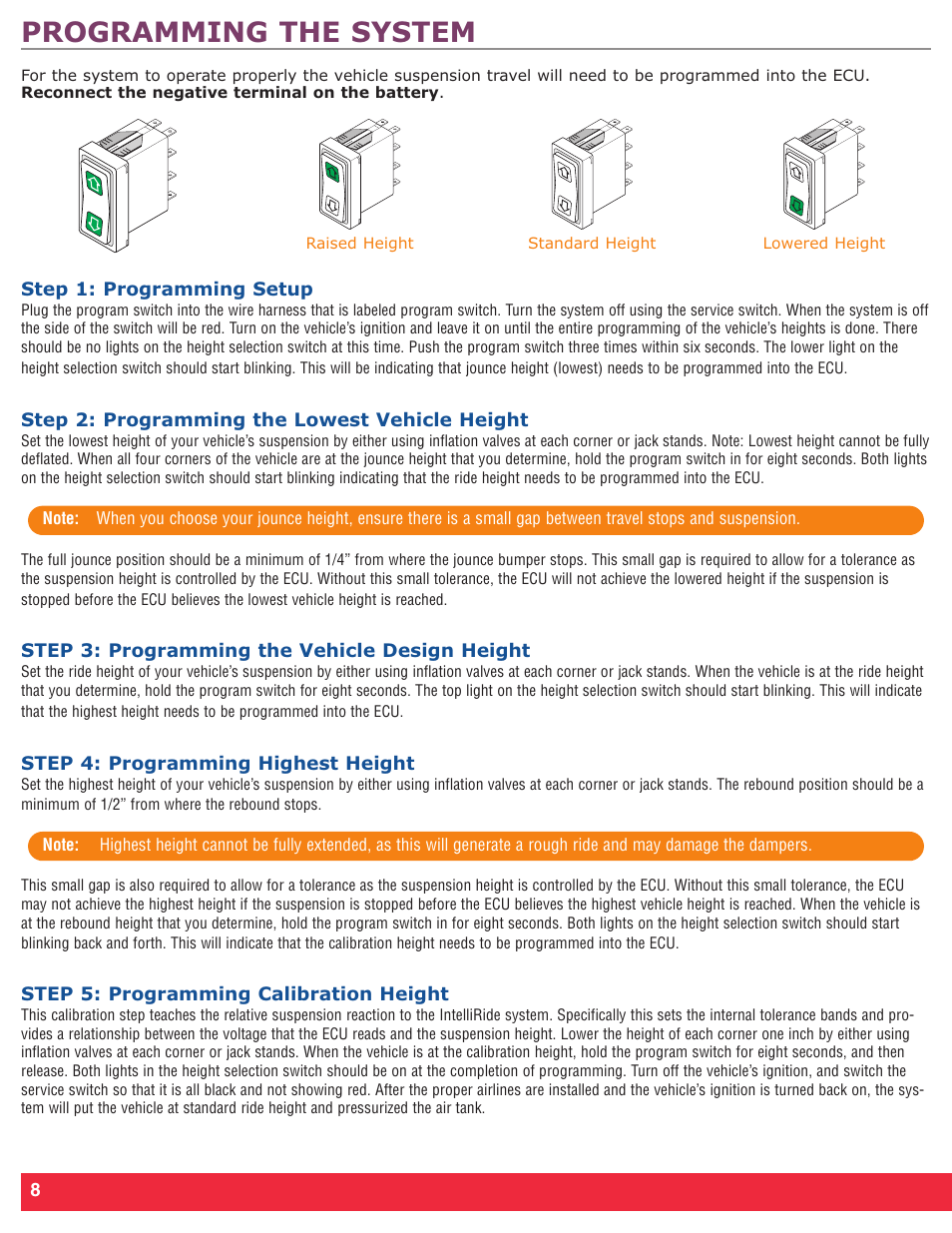 Programming the system | Firestone Intelli Ride 2230 User Manual | Page 12 / 20