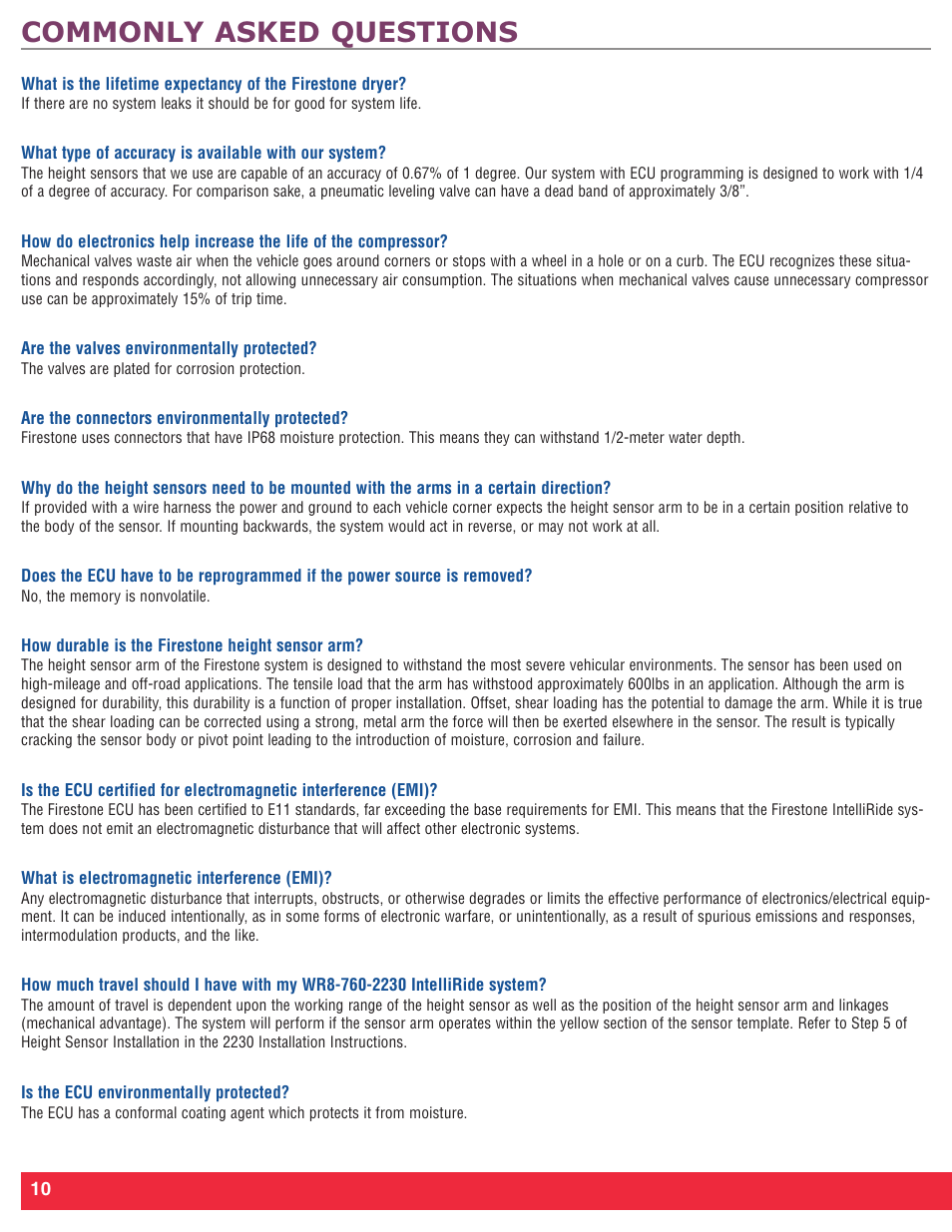 Commonly asked questions | Firestone Intelli Ride 2230 User Manual | Page 14 / 20
