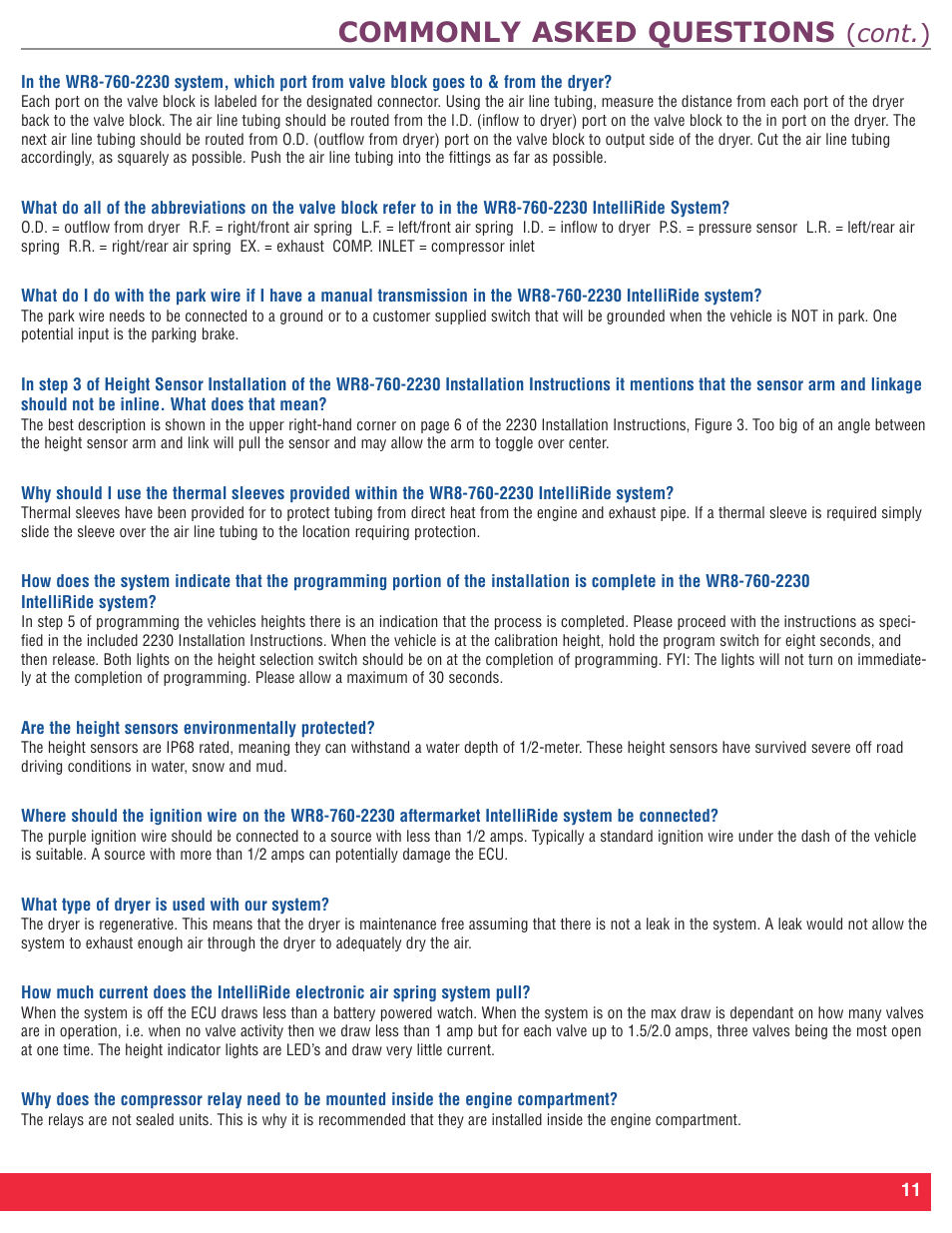 Commonly asked questions, Cont. ) | Firestone Intelli Ride 2230 User Manual | Page 15 / 20