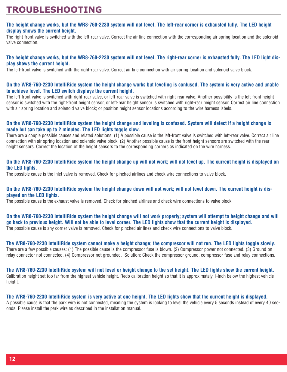 Troubleshooting | Firestone Intelli Ride 2230 User Manual | Page 16 / 20