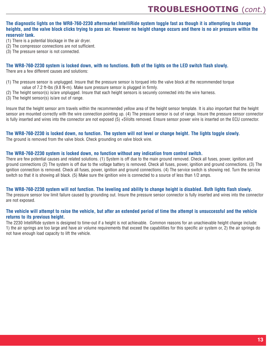 Troubleshooting, Cont. ) | Firestone Intelli Ride 2230 User Manual | Page 17 / 20