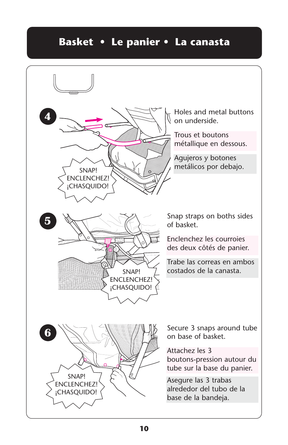 Basket • le panier • la canasta | Graco PD117355A User Manual | Page 10 / 36