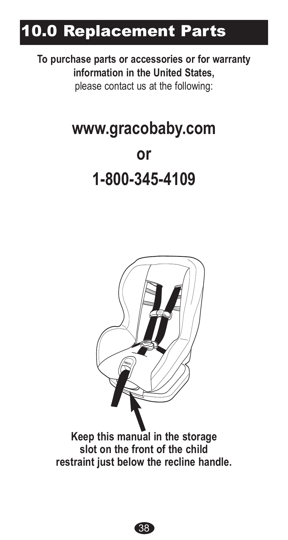 0 replacement parts | Graco Forward Facing Child Restraint User Manual | Page 38 / 76