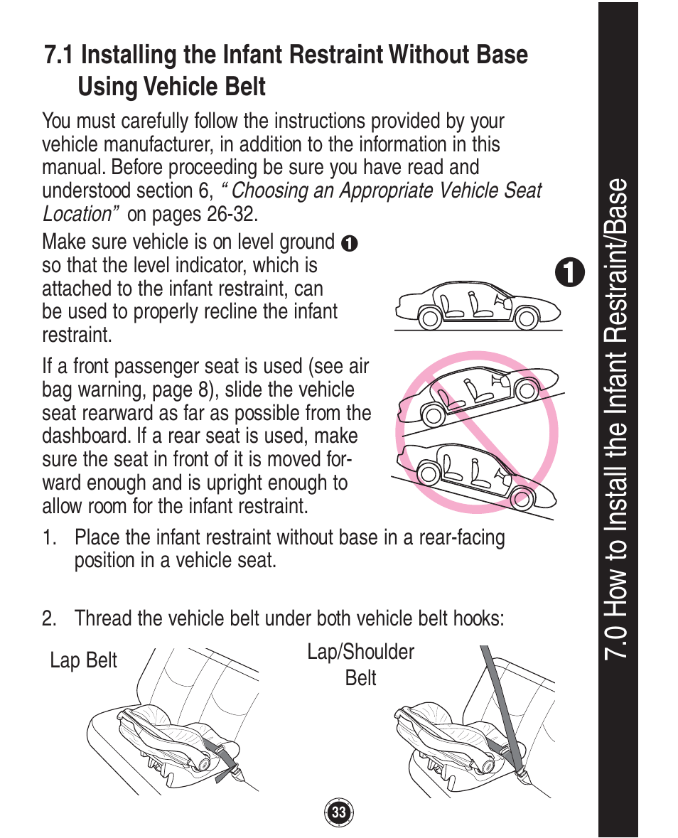 0 ho w to install the inf ant restr aint/base | Graco Quattro Tour 1749531 User Manual | Page 73 / 128