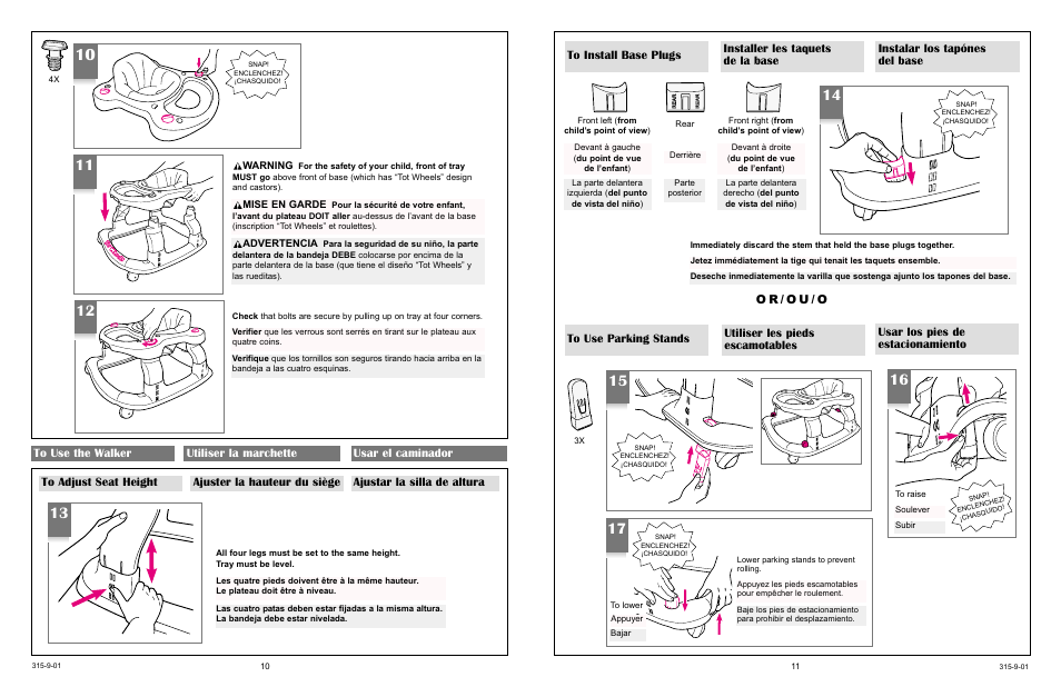 O r / o u / o | Graco TOT WHEELS 4530 User Manual | Page 10 / 17