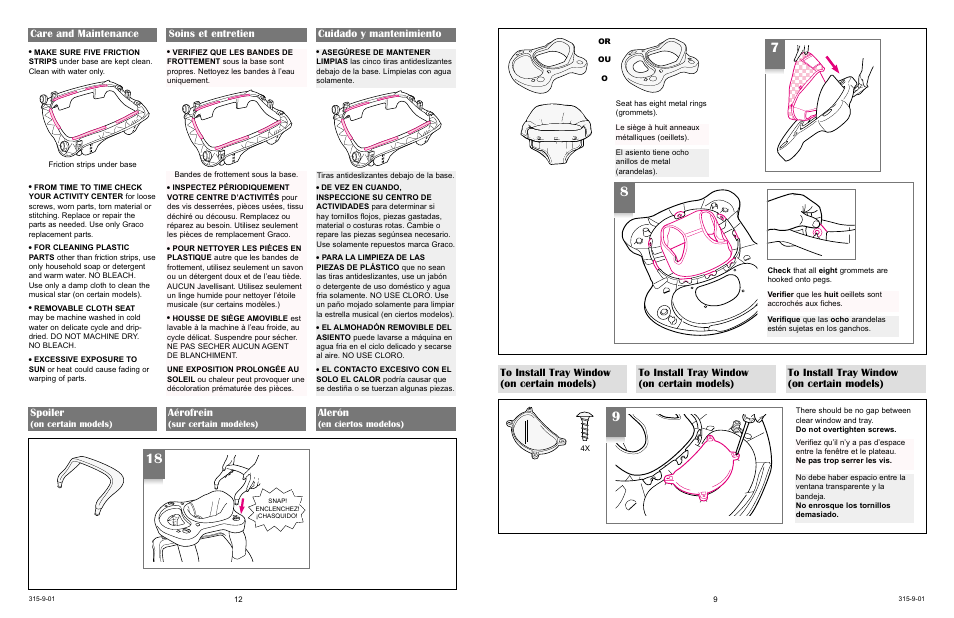 Spoiler, Aérofrein, Alerón | Graco TOT WHEELS 4530 User Manual | Page 12 / 17