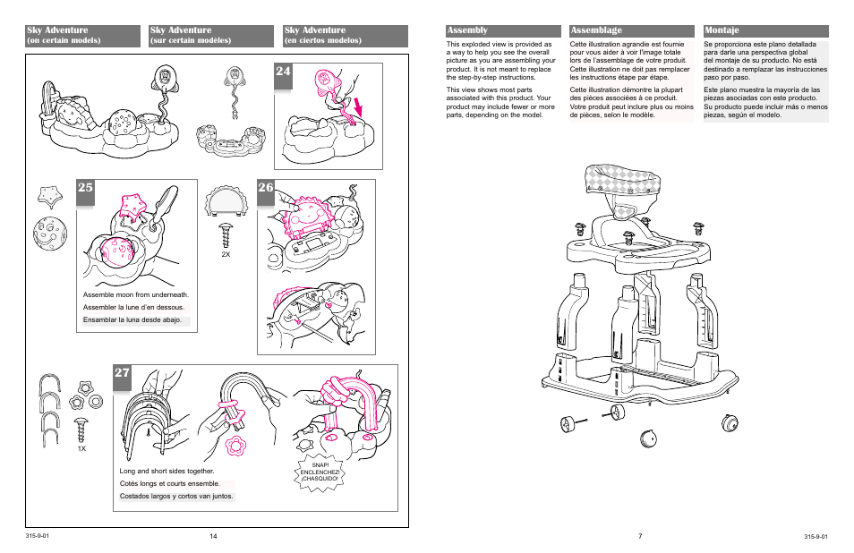 Assembly, Assemblage montaje, Sky adventure | Graco TOT WHEELS 4530 User Manual | Page 14 / 17