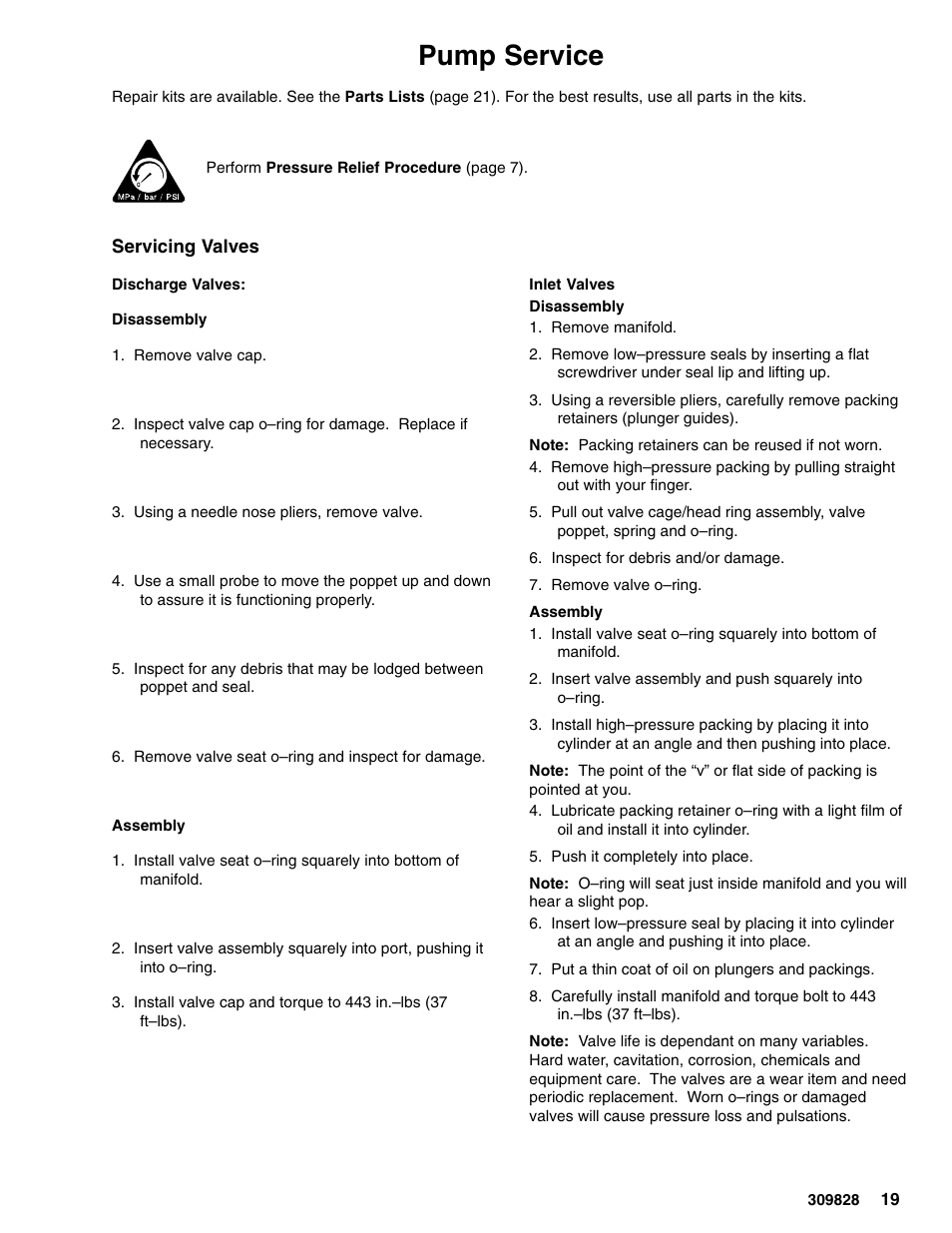Pump service | Graco 249065 User Manual | Page 19 / 28